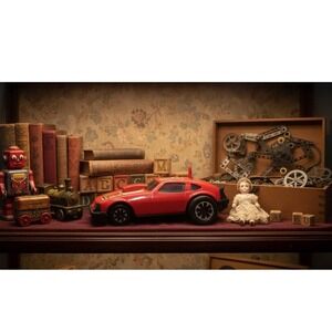 Vintage Tonka Clutch Poppers Red Sport Coupe Dragster Toy Car Hood Scoop Decals